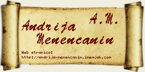 Andrija Menenćanin vizit kartica